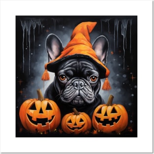 Halloween Black French Bulldog Posters and Art